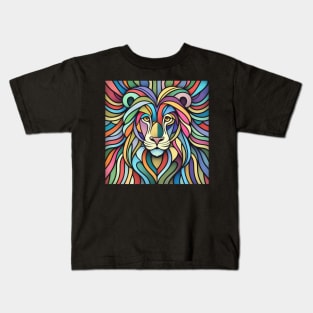 Colorful Abstract Lion Head Kids T-Shirt